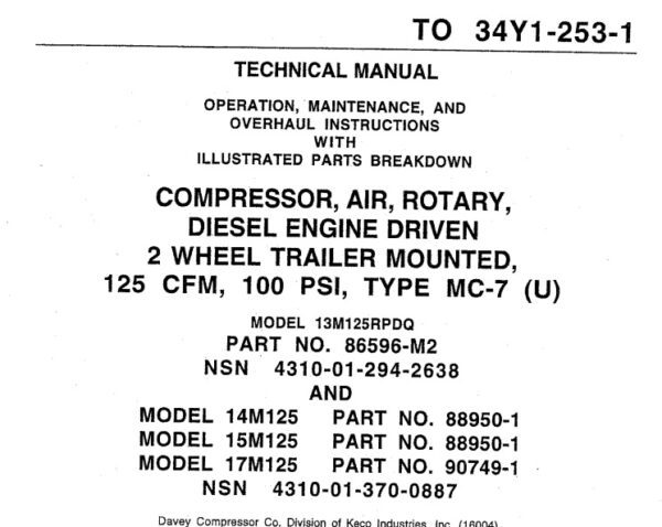 17M125 technical manual TO 34Y1-253-1